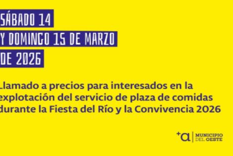 Llamados a precios plaza de comidas Fiesta del Rìo 2026