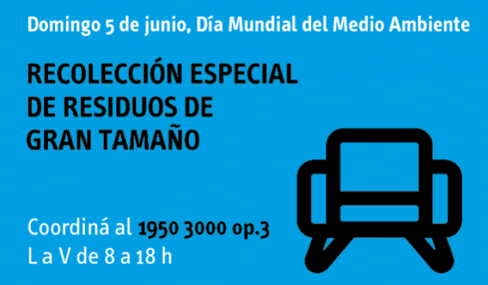 Afiche de la jornada de recolección especial de residuos del domingo 5 de junio.
