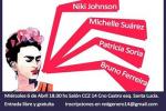 Afiche sobre la mesa redonda "Las mujeres en el ámbito de decisión"